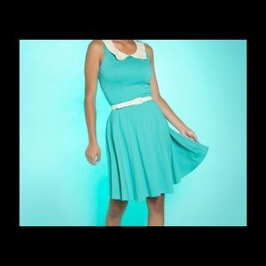 Pinup girl clothing- Georgia peach dress aqua